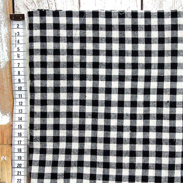 Black White Gingham Linen Fabric - LinenBeauty