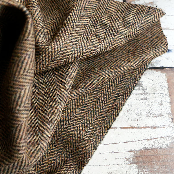 Buy Authentic Harris Tweed Brown Fabric by Metre, Herringbone