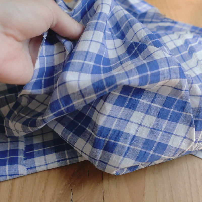 Blue & White Check Cotton Fabric | Cloth House • Cloth House